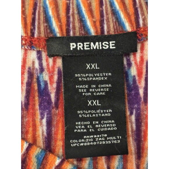 Women's Premise  2XL Top Multi Color Orange Geo Pattern 3/4 Sleeve Point Hem - Picture 6 of 13